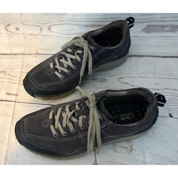 Clark Wave Walk Waterproof Gray Leather Active Wear Stylish Casual Shoes Size 8M - Picture 2 of 9